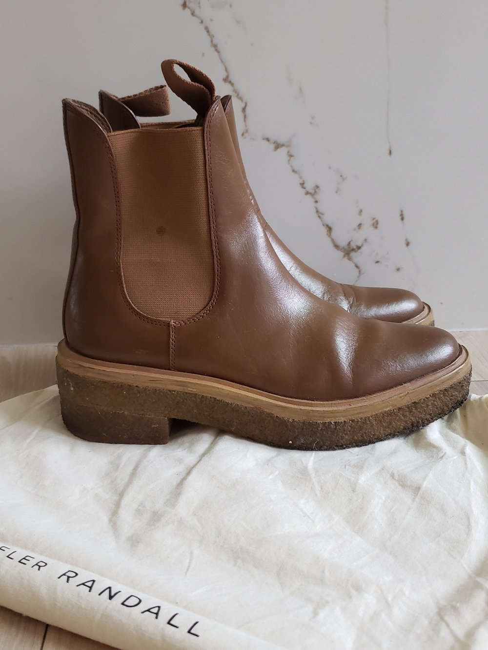 Loeffler Randall Brown Leather Chelsea Platform Boots
